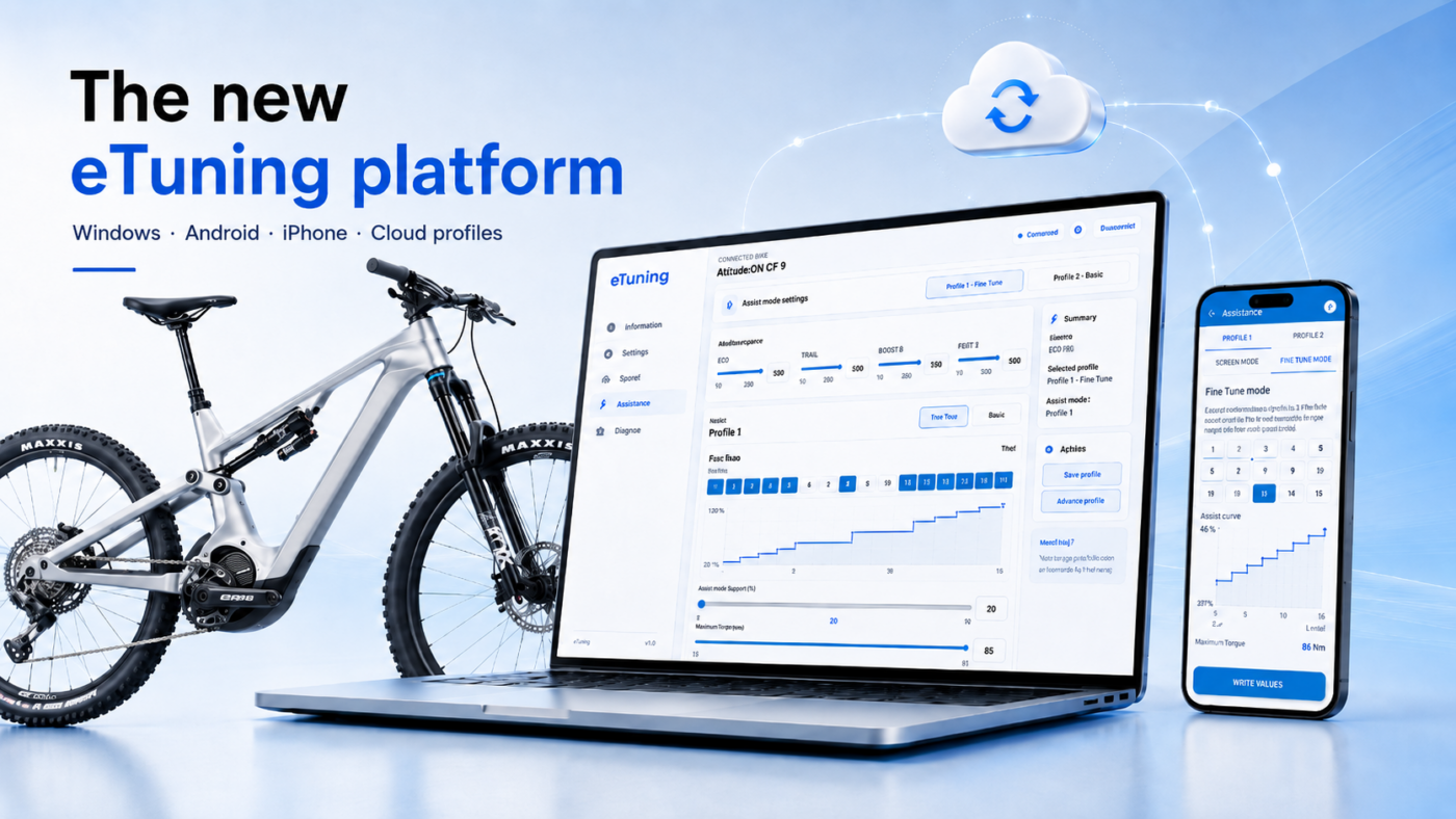 eTuning platform 2026 with Windows, Android, iPhone and cloud bike profiles