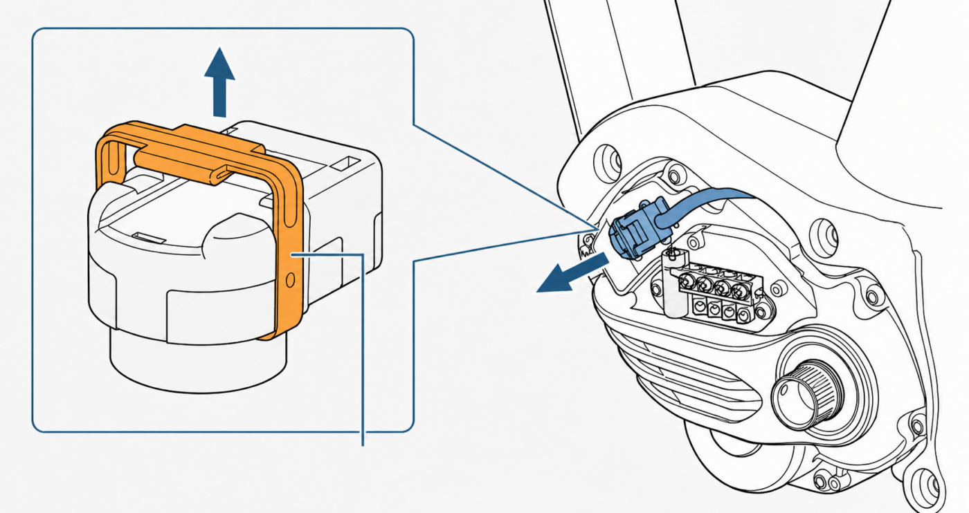 Battery connector lock on Shimano EP801 and EP6 motors